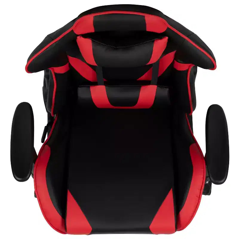 Chaise gaming ergonomique de course Emma and Oliver avec dossier inclinable, repose-pieds, en LeatherSoft rouge