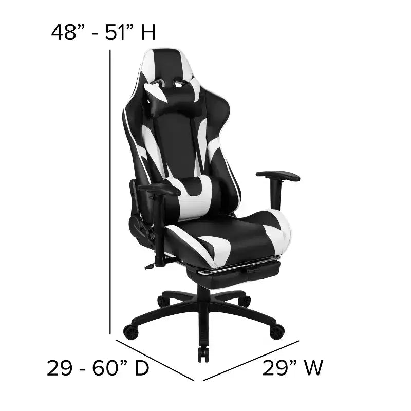 Chaise gaming ergonomique de course Emma and Oliver avec dossier inclinable, repose-pieds, en LeatherSoft rouge