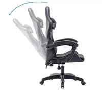 MPM Chaise de jeu ergonomique à hauteur réglable, chaise pivotante avec appui-tête et support lombaire, capacité de 250 lbs, pour travail, études et jeu