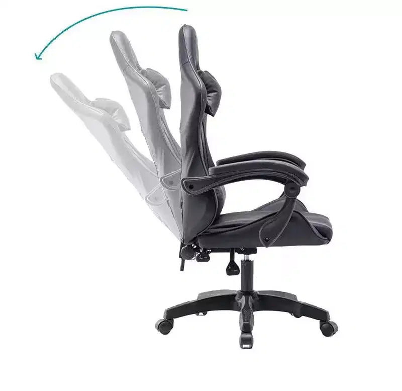 MPM Chaise de jeu ergonomique à hauteur réglable, chaise pivotante avec appui-tête et support lombaire, capacité de 250 lbs, pour travail, études et jeu