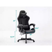 MPM Chaise de jeu ergonomique à hauteur réglable, chaise pivotante avec appui-tête et support lombaire, capacité de 250 lbs, pour travail, études et jeu