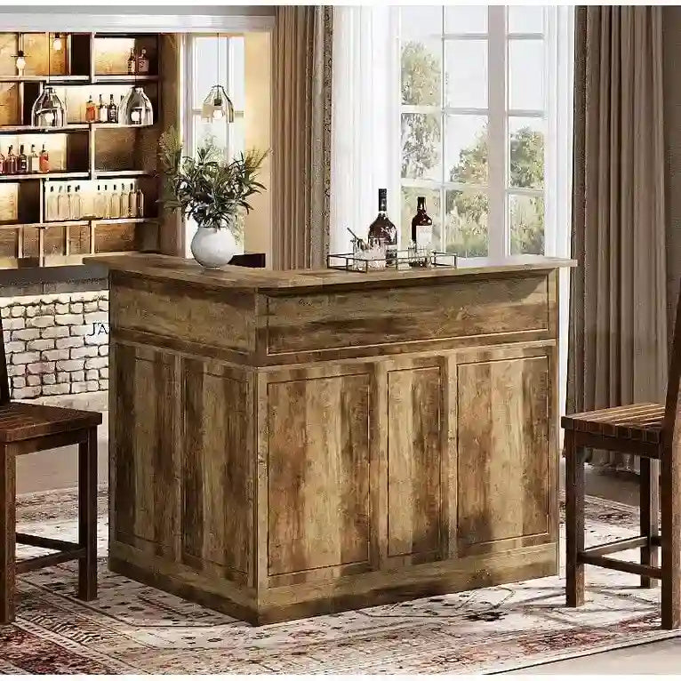 Cabinet bar en L avec porte-verres à pied pour pub à domicile