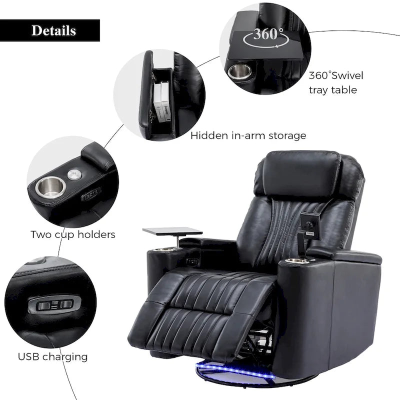 Fauteuil releveur électrique multifonction pivotant 270 pour home cinéma