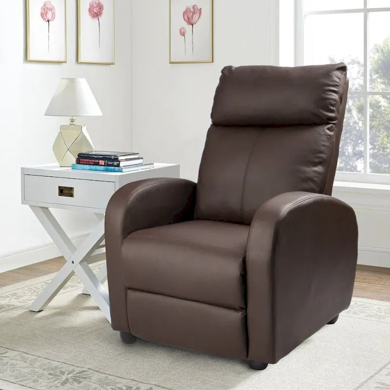 Fauteuil inclinable en simili cuir PU, marron / noir / gris / kaki / rouge / beige, simple