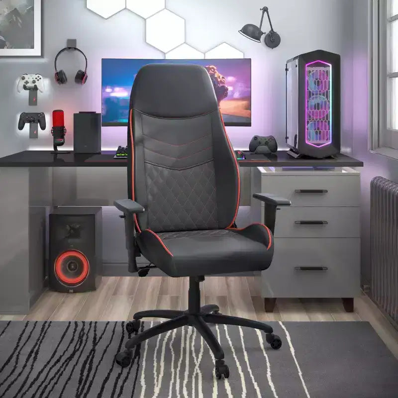 Chaise gaming 24/7 Shop At Home Ansar en similicuir à surpiqûres losange