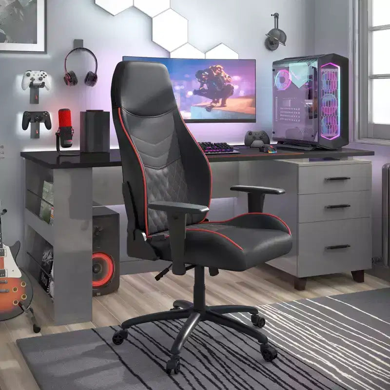 Chaise gaming 24/7 Shop At Home Ansar en similicuir à surpiqûres losange