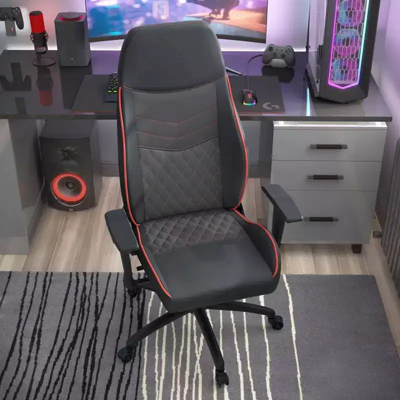 Chaise gaming 24/7 Shop At Home Ansar en similicuir à surpiqûres losange
