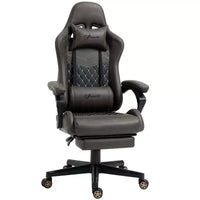 Vinsetto Chaise de jeu racing en cuir PU Diamond, chaise de bureau gamer à dossier haut, fauteuil inclinable pivotant avec repose-pieds, support lombaire, hauteur réglable