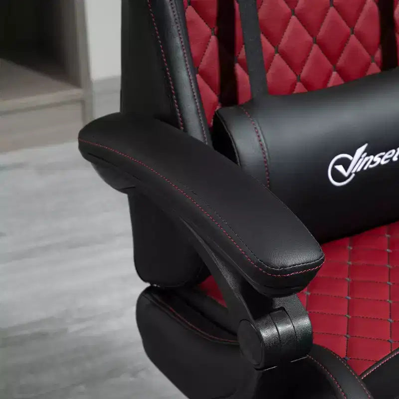 Vinsetto Chaise de jeu racing en cuir PU Diamond, chaise de bureau gamer à dossier haut, fauteuil inclinable pivotant avec repose-pieds, support lombaire, hauteur réglable