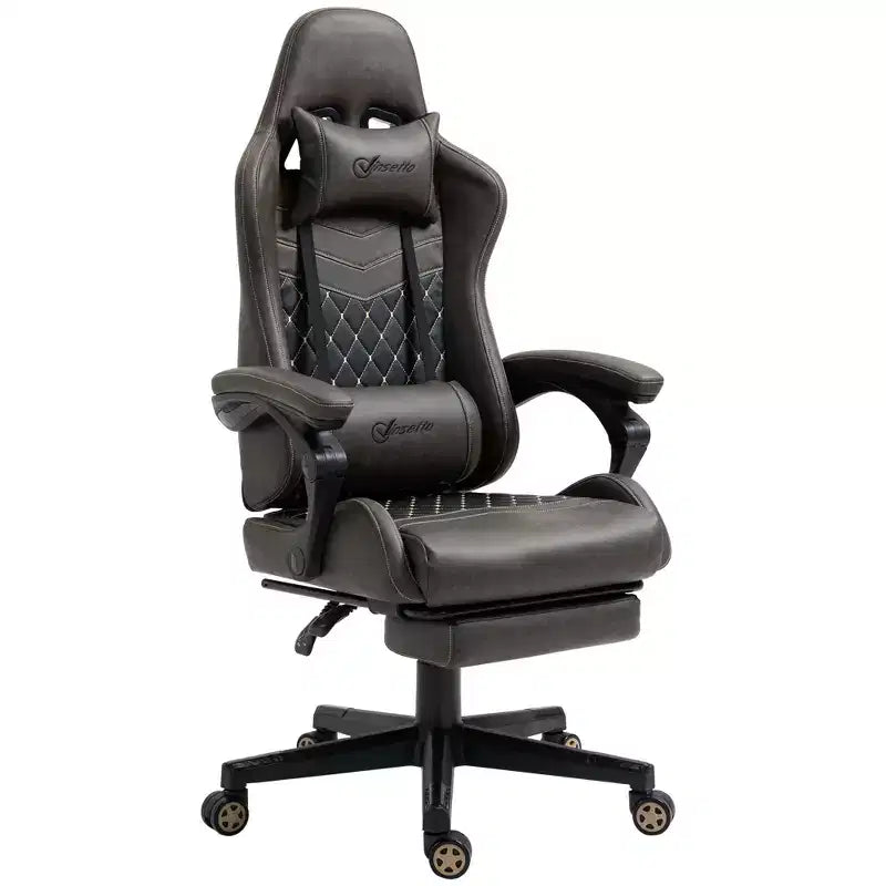 Vinsetto Chaise de jeu racing en cuir PU Diamond, chaise de bureau gamer à dossier haut, fauteuil inclinable pivotant avec repose-pieds, support lombaire, hauteur réglable