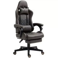 Vinsetto Chaise de jeu racing en cuir PU Diamond, chaise de bureau gamer à dossier haut, fauteuil inclinable pivotant avec repose-pieds, support lombaire, hauteur réglable