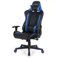 Chaise gaming de massage Costway inclinable de course avec soutien lombaire et appui-tête, blanc/bleu/rose/rouge