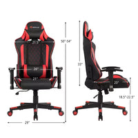 Chaise gaming de massage Costway inclinable de course avec soutien lombaire et appui-tête, blanc/bleu/rose/rouge