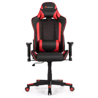 Chaise gaming de massage Costway inclinable de course avec soutien lombaire et appui-tête, blanc/bleu/rose/rouge