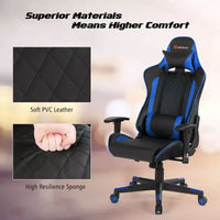 Chaise gaming de massage Costway inclinable de course avec soutien lombaire et appui-tête, blanc/bleu/rose/rouge