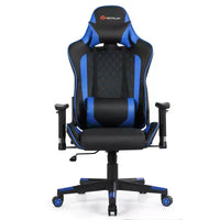 Chaise gaming de massage Costway inclinable de course avec soutien lombaire et appui-tête, blanc/bleu/rose/rouge