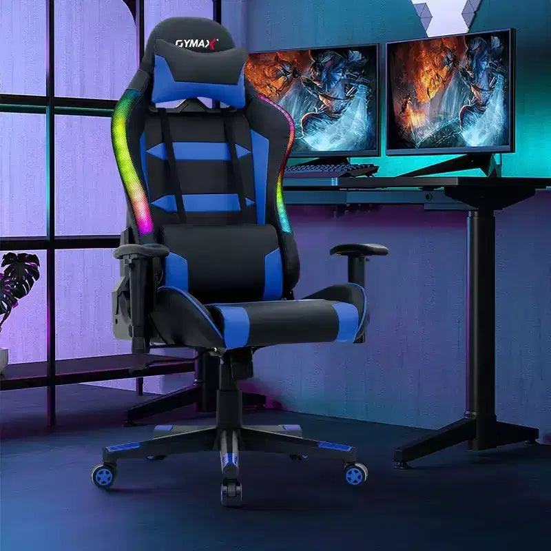 Chaise gaming Costway pivotante réglable pour ordinateur avec lumières LED et télécommande