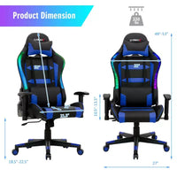 Chaise gaming Costway pivotante réglable pour ordinateur avec lumières LED et télécommande