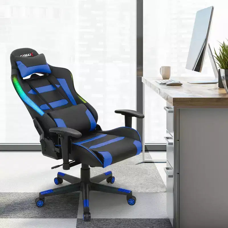 Chaise gaming Costway pivotante réglable pour ordinateur avec lumières LED et télécommande