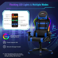 Chaise gaming Costway pivotante réglable pour ordinateur avec lumières LED et télécommande