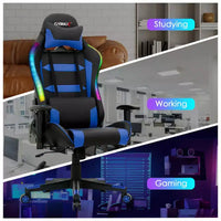 Chaise gaming Costway pivotante réglable pour ordinateur avec lumières LED et télécommande