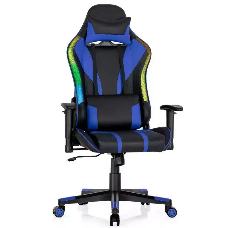 Chaise de jeu Costway pivotante réglable avec lumières LED dynamiques