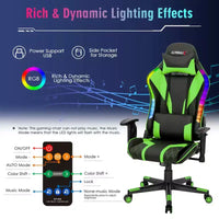 Chaise de jeu Costway pivotante réglable avec lumières LED dynamiques