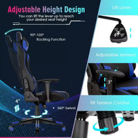 Chaise de jeu Costway pivotante réglable avec lumières LED dynamiques
