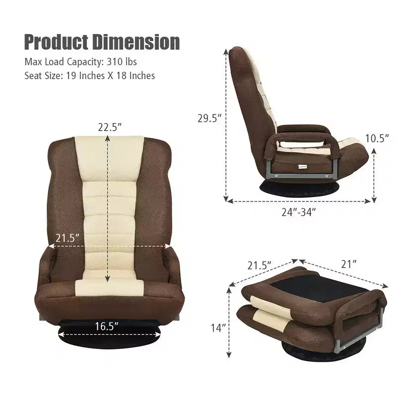 Chaise gaming de sol pivotante à 360° Costway avec dossier pliable et réglable