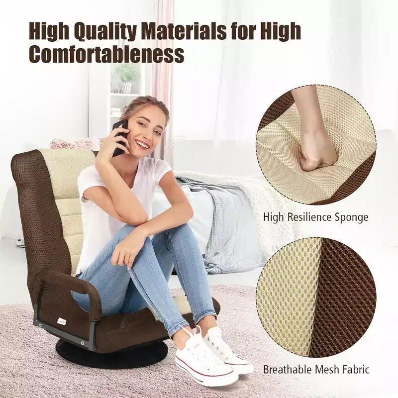 Chaise gaming de sol pivotante à 360° Costway avec dossier pliable et réglable