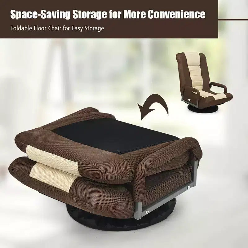 Chaise gaming de sol pivotante à 360° Costway avec dossier pliable et réglable