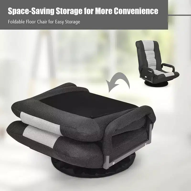 Chaise gaming de sol pivotante à 360° Costway avec dossier pliable et réglable