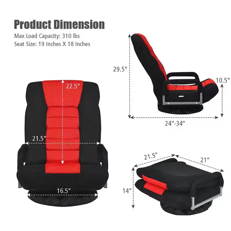 Chaise gaming de sol pivotante à 360° Costway avec dossier pliable et réglable