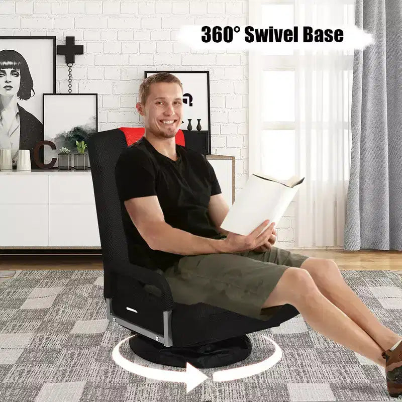 Chaise gaming de sol pivotante à 360° Costway avec dossier pliable et réglable