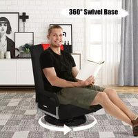 Chaise gaming de sol pivotante à 360° Costway avec dossier pliable et réglable