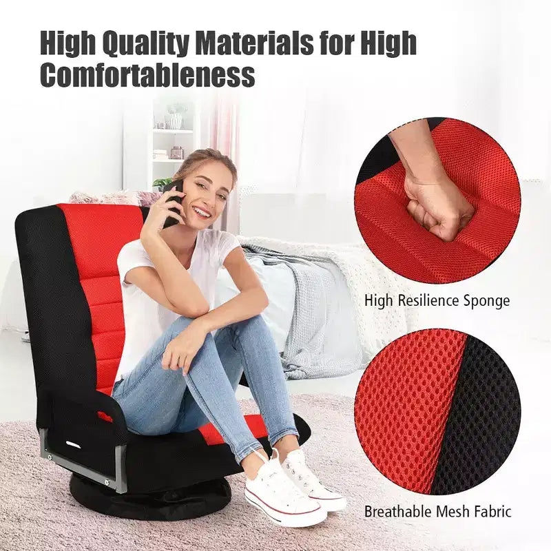 Chaise gaming de sol pivotante à 360° Costway avec dossier pliable et réglable