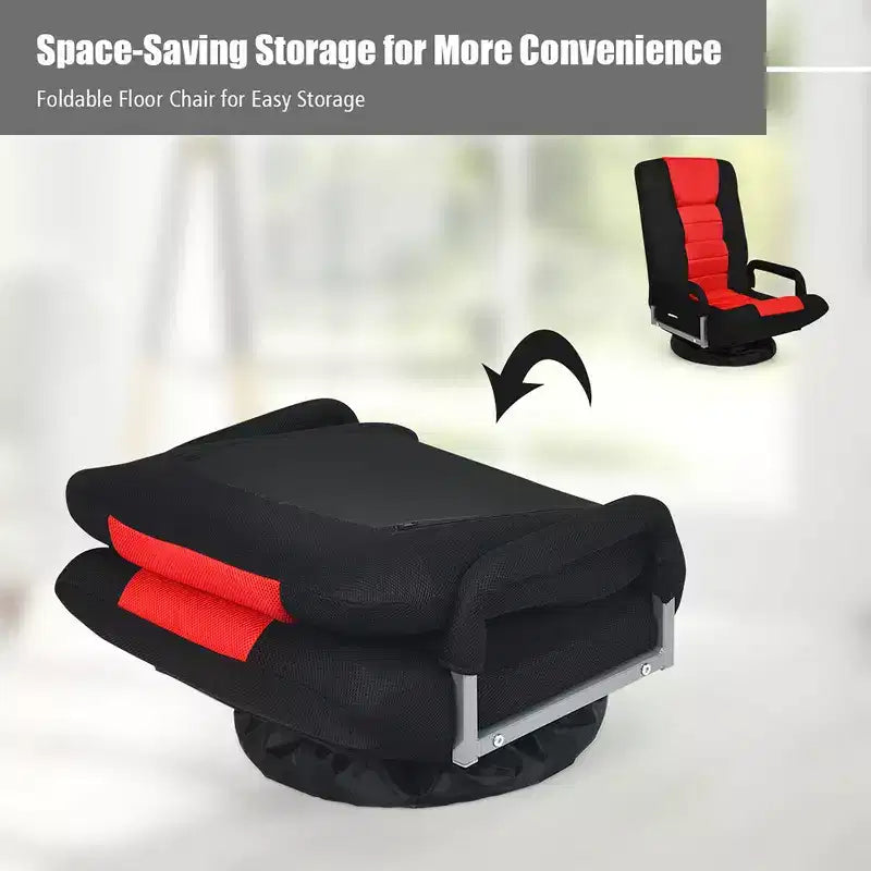 Chaise gaming de sol pivotante à 360° Costway avec dossier pliable et réglable