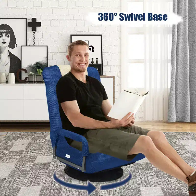 Chaise gaming de sol pivotante à 360° Costway avec dossier pliable et réglable