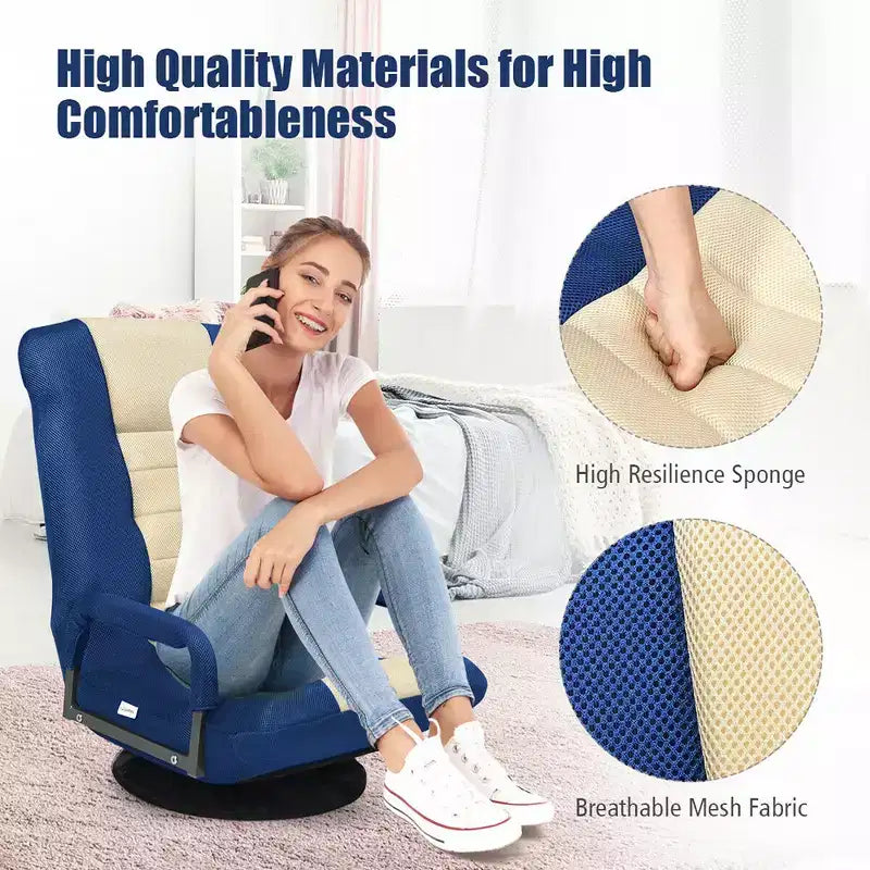 Chaise gaming de sol pivotante à 360° Costway avec dossier pliable et réglable