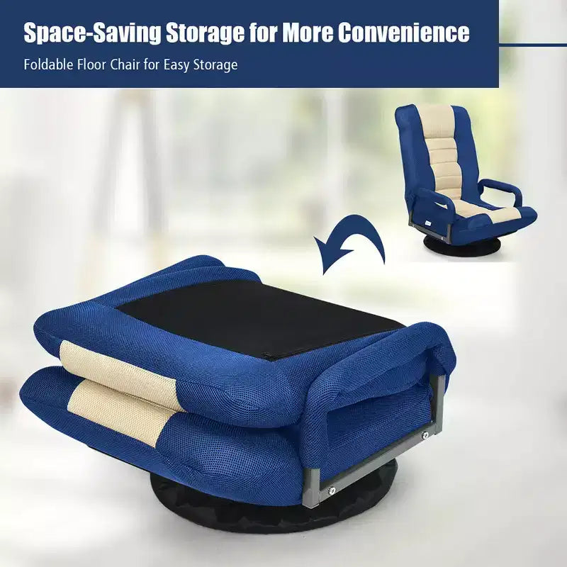 Chaise gaming de sol pivotante à 360° Costway avec dossier pliable et réglable