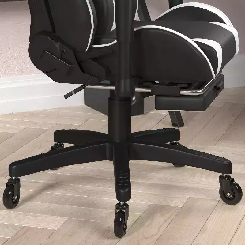 Chaise gaming Flash Furniture X30 de course pour ordinateur avec dossier inclinable, repose-pieds coulissant et roulettes transparentes