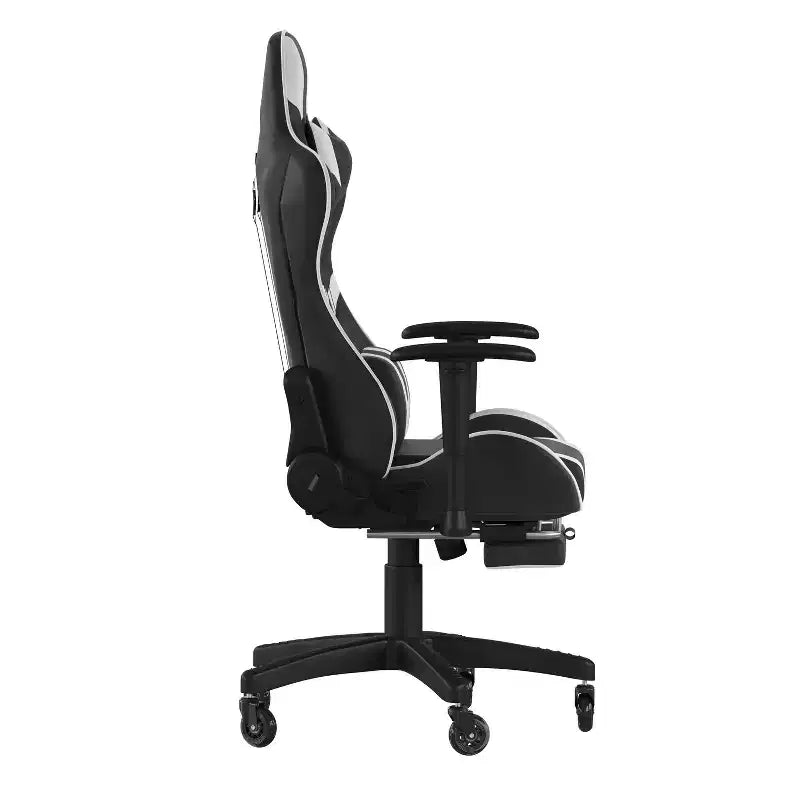 Chaise gaming Flash Furniture X30 de course pour ordinateur avec dossier inclinable, repose-pieds coulissant et roulettes transparentes