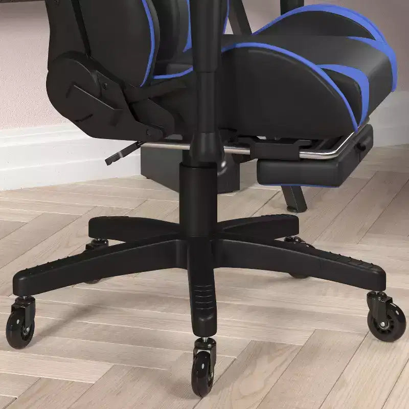Chaise gaming Flash Furniture X30 de course pour ordinateur avec dossier inclinable, repose-pieds coulissant et roulettes transparentes