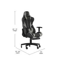 Chaise de jeu Flash Furniture X30 Chaise d'ordinateur de course avec dossier inclinable, repose-pieds coulissant et roulettes transparentes