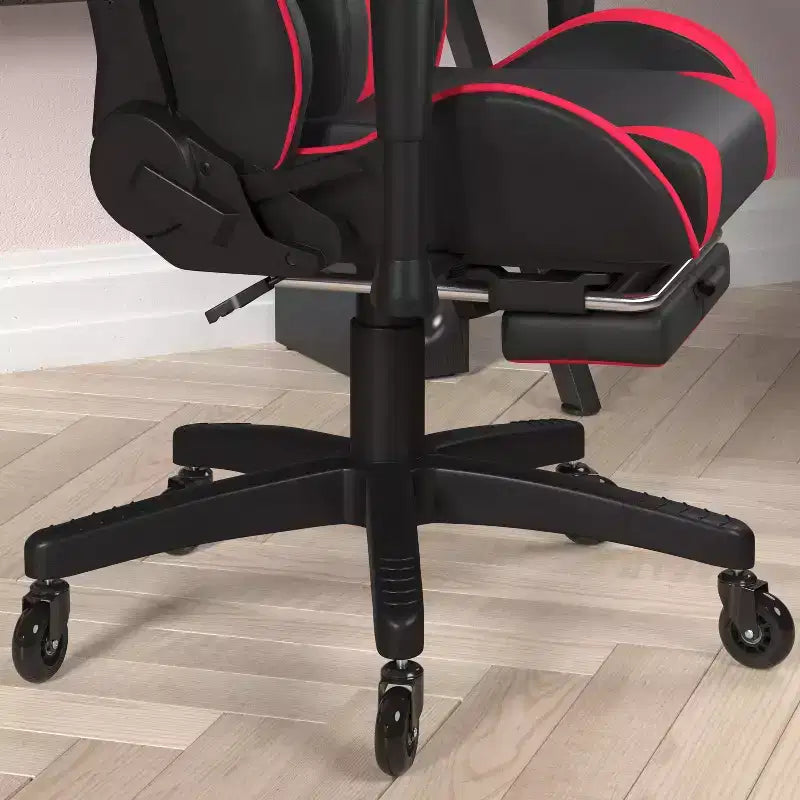 Chaise gaming Flash Furniture X30 de course pour ordinateur avec dossier inclinable, repose-pieds coulissant et roulettes transparentes