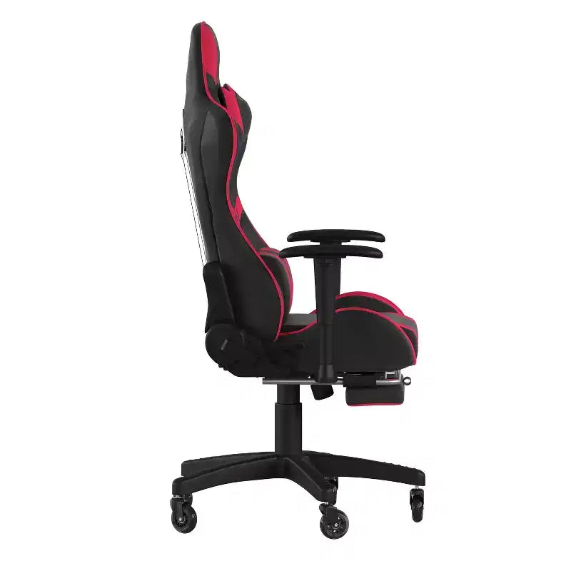 Chaise gaming Flash Furniture X30 de course pour ordinateur avec dossier inclinable, repose-pieds coulissant et roulettes transparentes