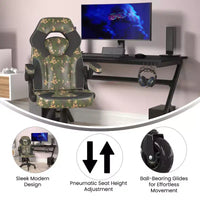 Fauteuil de jeu Flash Furniture X10, Chaise de bureau, d'ordinateur ou de PC de course, avec accoudoirs relevables et roulettes transparentes