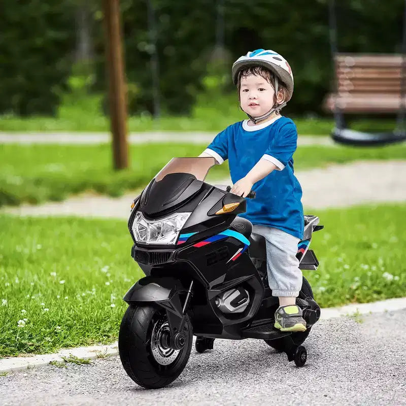 Aosom Moto pour enfants avec roulettes d'apprentissage, jouet à enfourcher au design moteur rugissant pour les 3-8 ans, mini moto haute adhérence avec lumière et musique