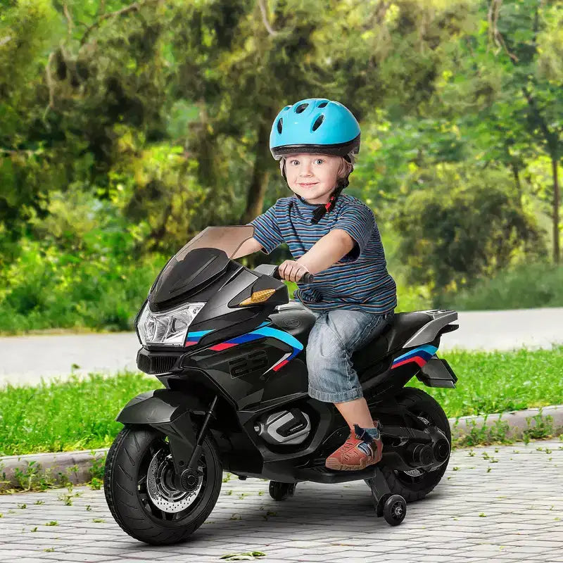 Aosom Moto pour enfants avec roulettes d'apprentissage, jouet à enfourcher au design moteur rugissant pour les 3-8 ans, mini moto haute adhérence avec lumière et musique