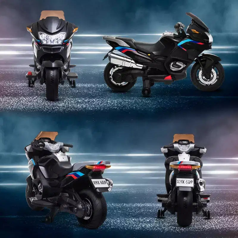 Aosom Moto pour enfants avec roulettes d'apprentissage, jouet à enfourcher au design moteur rugissant pour les 3-8 ans, mini moto haute adhérence avec lumière et musique